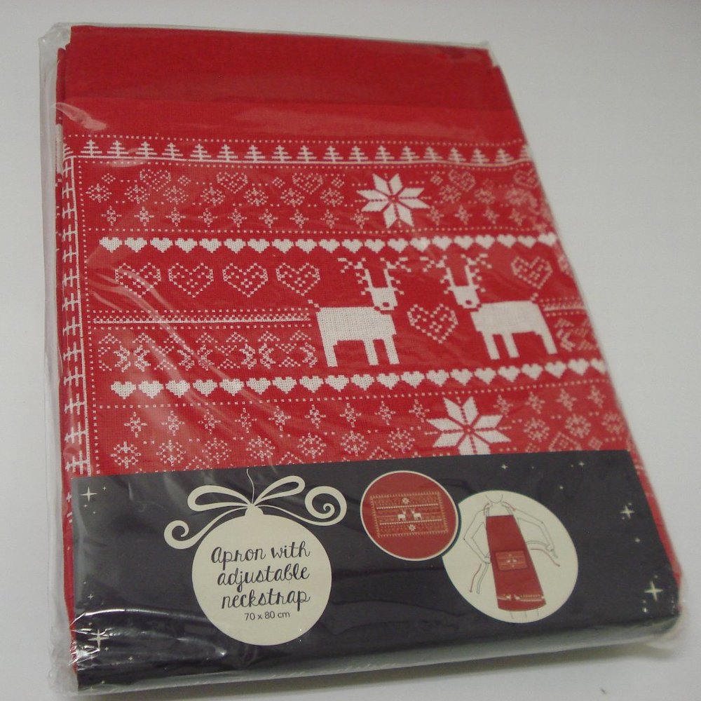 Christmas Apron with adjustable neck strap - red - NIP - 70 x 80 cm